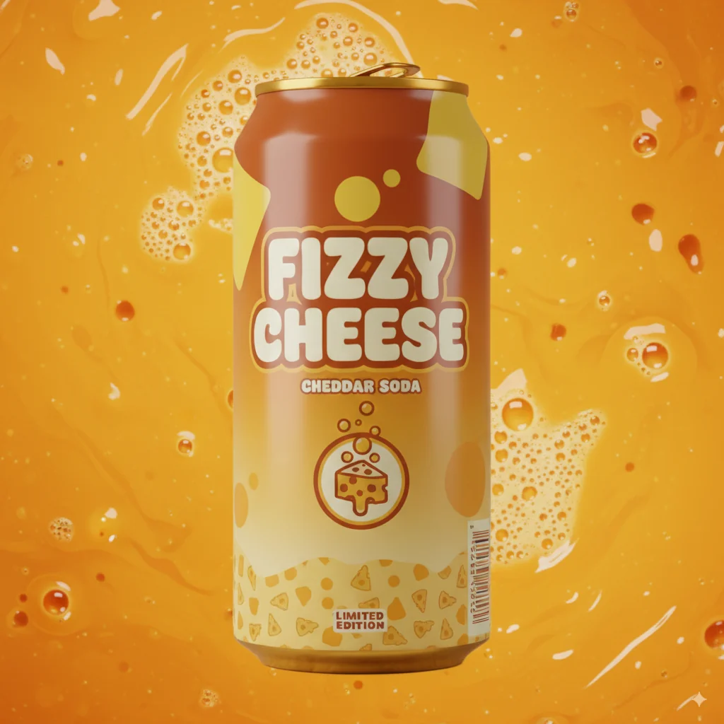 Fizzy Cheese can in a splash of cheddar soda